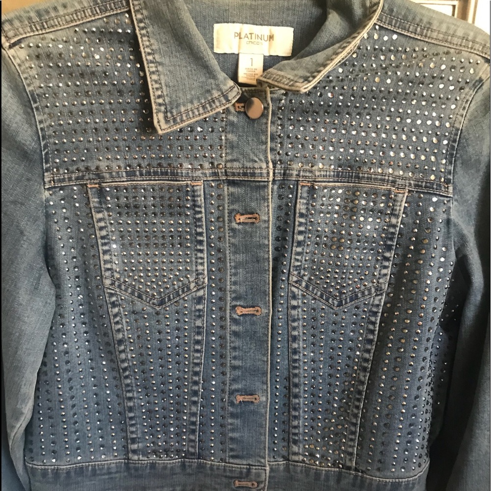 Chico’s embellished jean jacket size 0